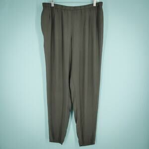 Eileen Fisher Size Large L Gray System Pleated Draped Pull On Waist Silk Pants